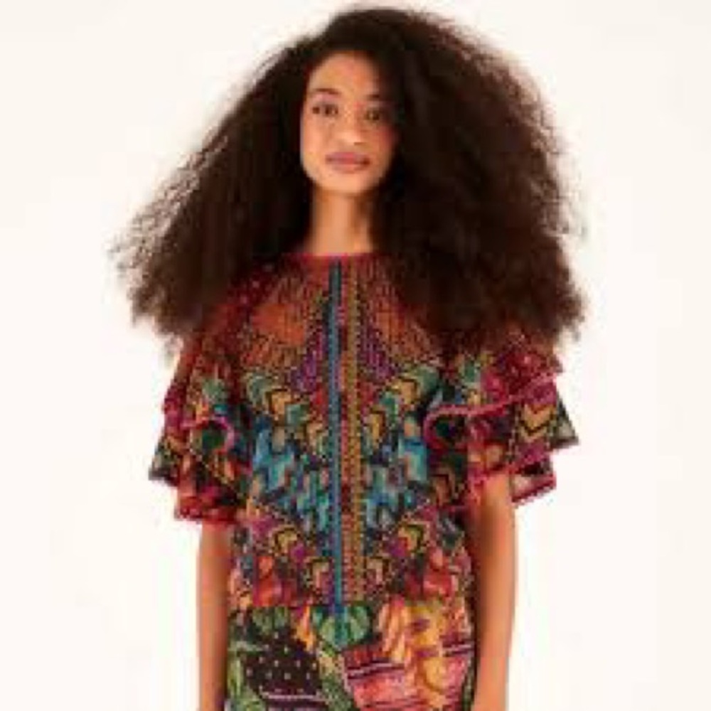 FARM RIO Yawanawa Flutter Sleeve Top - Picture 1 of 7